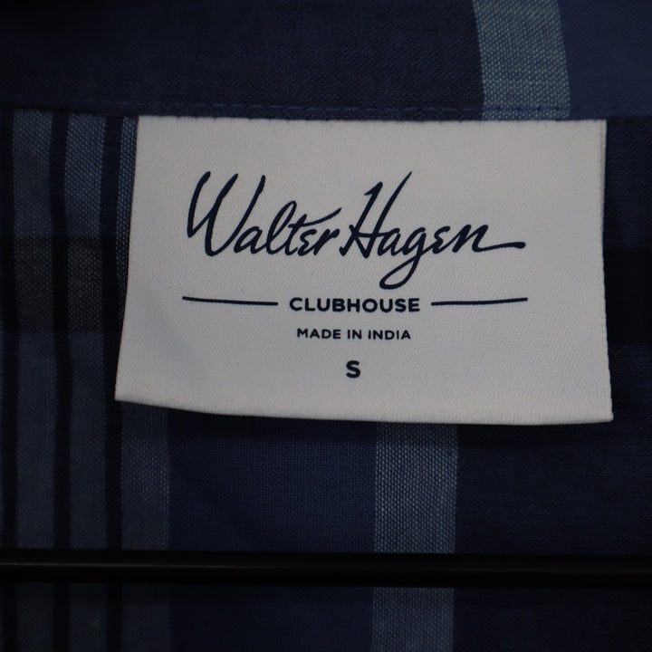Walter Hagen Clubhouse Mens S Madras Navy Multi Plaid Short Sleeve Shirt