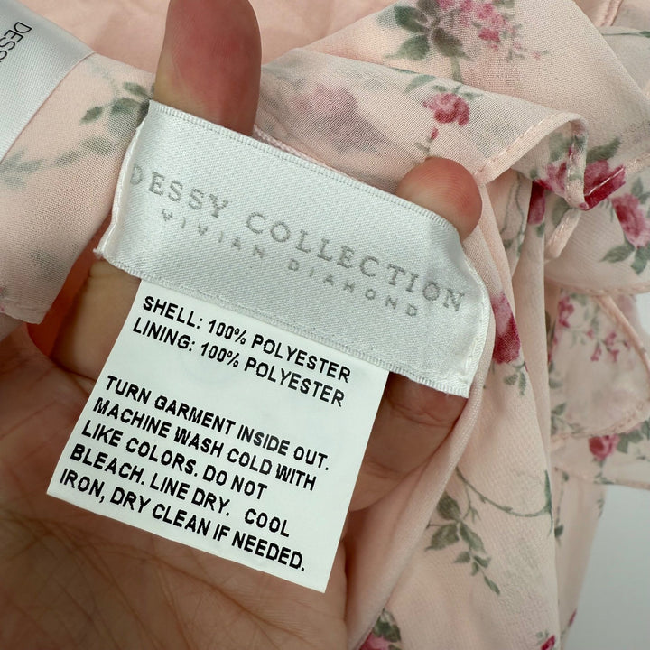 Fabric with a 'Dessy Collection' label showing care instructions.