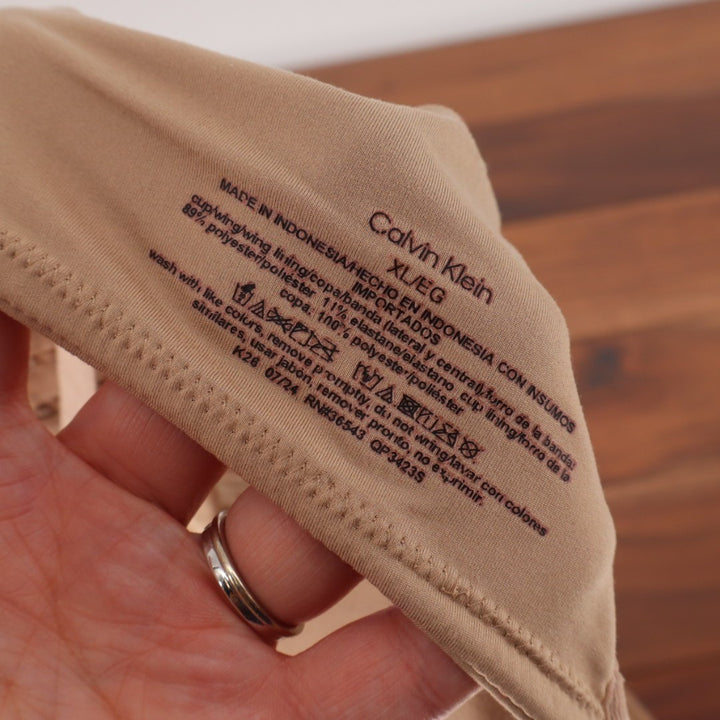 Calvin Klein Lightly Lined T-Shirt Bra Womens XL Nude Adjustable Strap Wireless