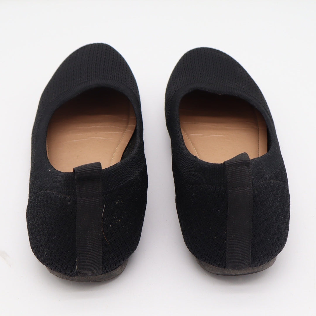 Womens Black Knit Ballet Flats Slip On Almond Toe Comfort Shoes Size 8.5