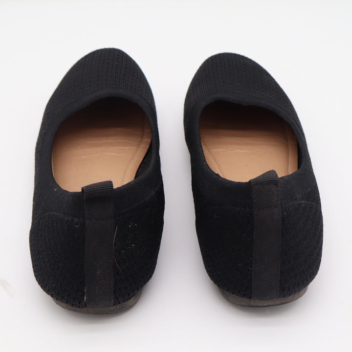 Womens Black Knit Ballet Flats Slip On Almond Toe Comfort Shoes Size 8.5