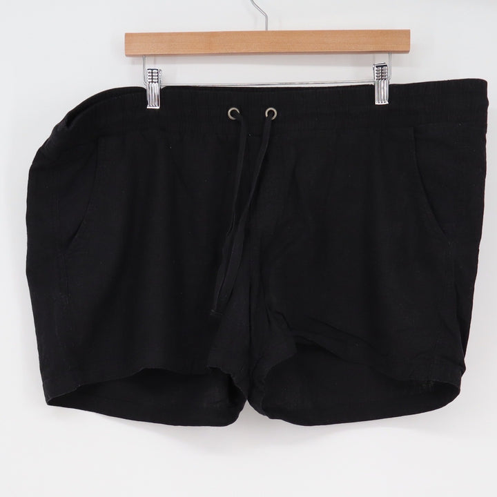 Old Navy Womens XL Black Linen Blend Drawstring Casual Shorts