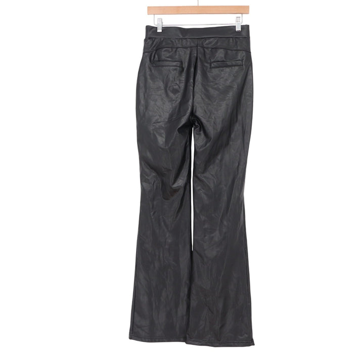 Shosho Black Faux Leather Flare Pants High Waisted Seam Detail Size L