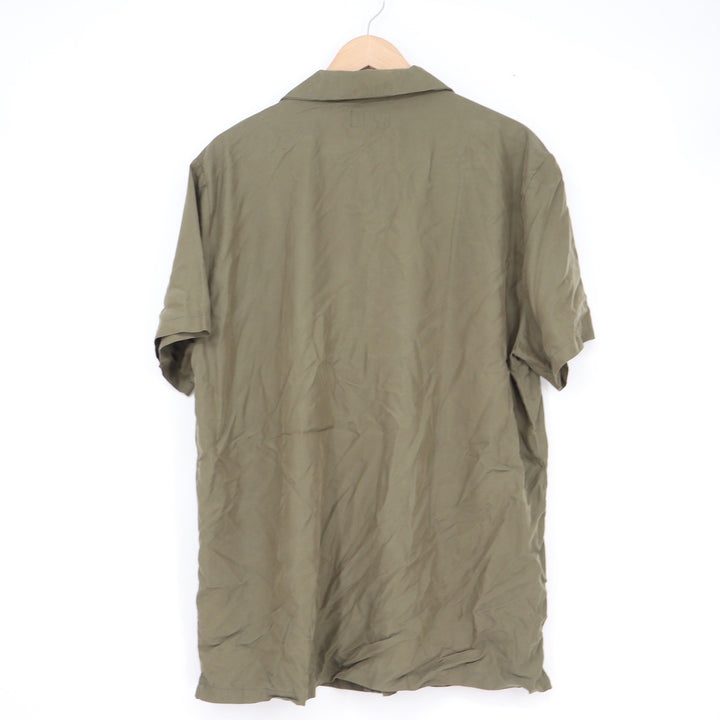 Onia Mens Olive Green Modal Blend Camp Collar Short Sleeve Button Down Shirt L