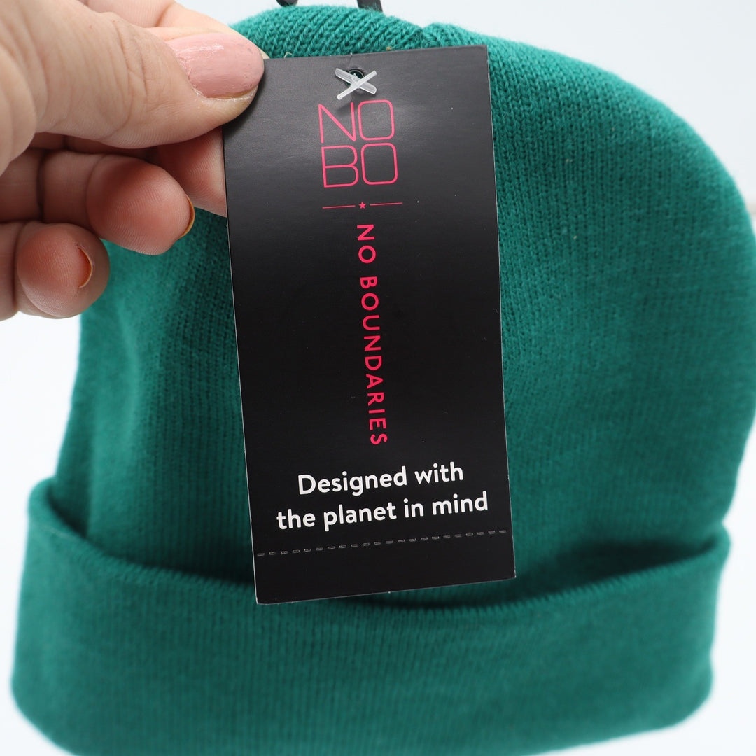 No Boundaries Green Alligator Flat Knit Cuffed Beanie Hat One Size New