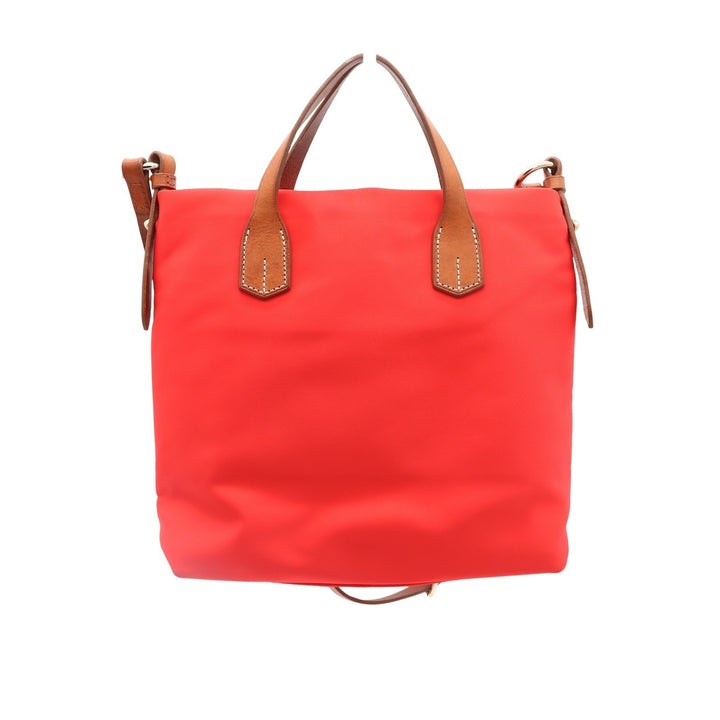 Dooney & Bourke Red Nylon Wayfarer Tote Crossbody Bag Tan Leather Trim
