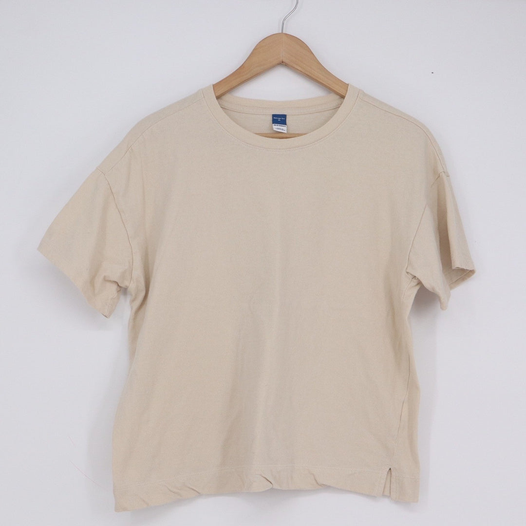 Old Navy Vintage Tee Beige Tan Short Sleeve Boxy Crew Neck T-Shirt Womens M