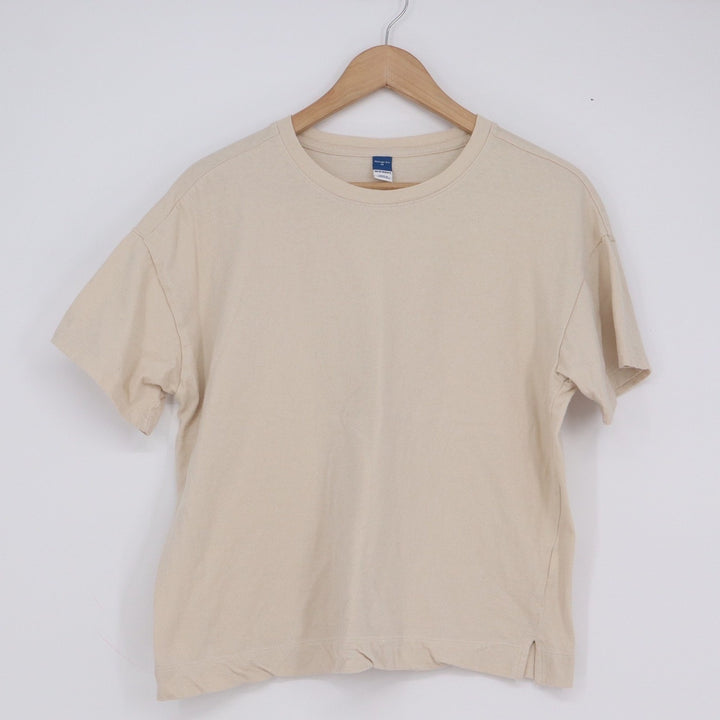 Old Navy Vintage Tee Beige Tan Short Sleeve Boxy Crew Neck T-Shirt Womens M
