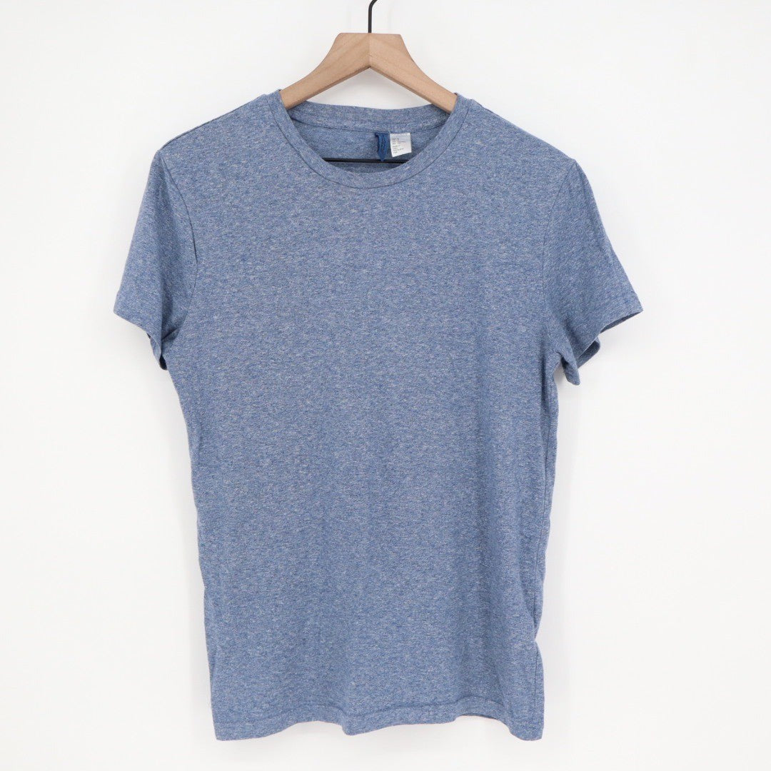 H M Divided Mens Basic Blue Heathered Crew Neck T Shirt Size S