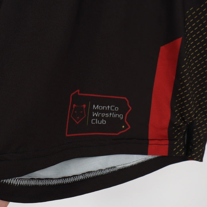 MontCo Wrestling Club Shorts Mens 30 Black Stretch Elastic Waist Active Wear