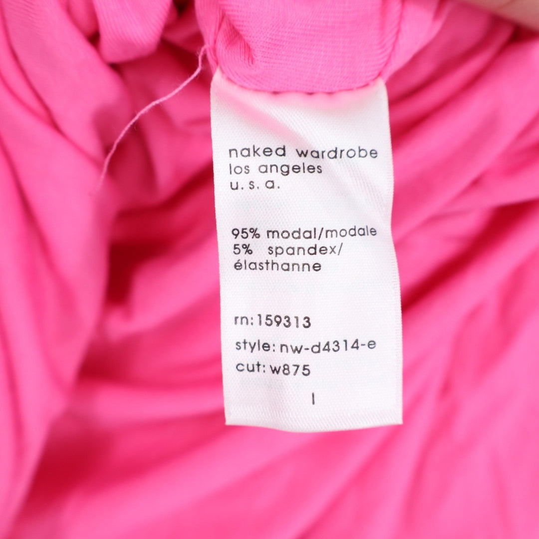 Naked Wardrobe Hot Pink Long Sleeve Bodycon Mini Dress Size Large