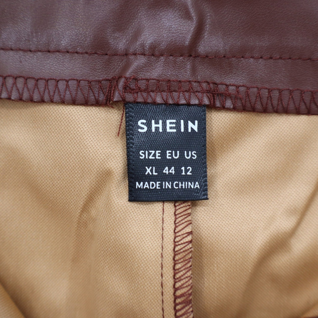 SHEIN Brown Faux Leather High Waisted Tapered Pants Size XL 12