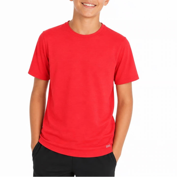 DSG Boys Movement Tee Team Red Heather Short Sleeve Athletic Shirt Size M 10-12
