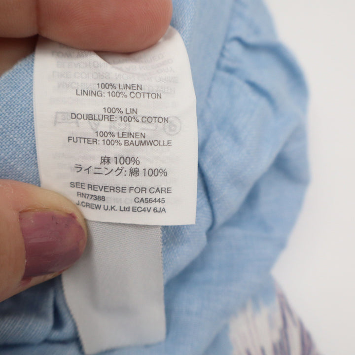 J.Crew Blue Linen Palm Tree Print A-Line Mini Skirt Size 00