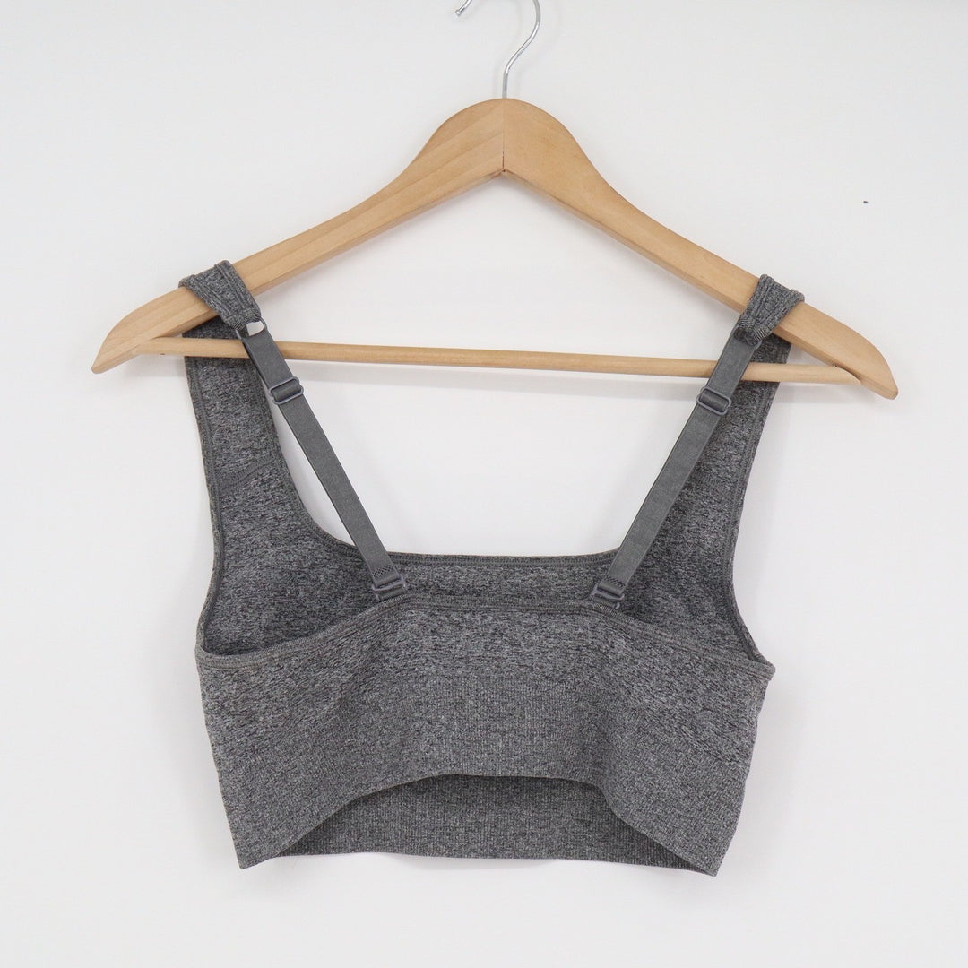 Puma Womens Seamless Sports Bra Heather Grey Square Neck Adjustable Straps M