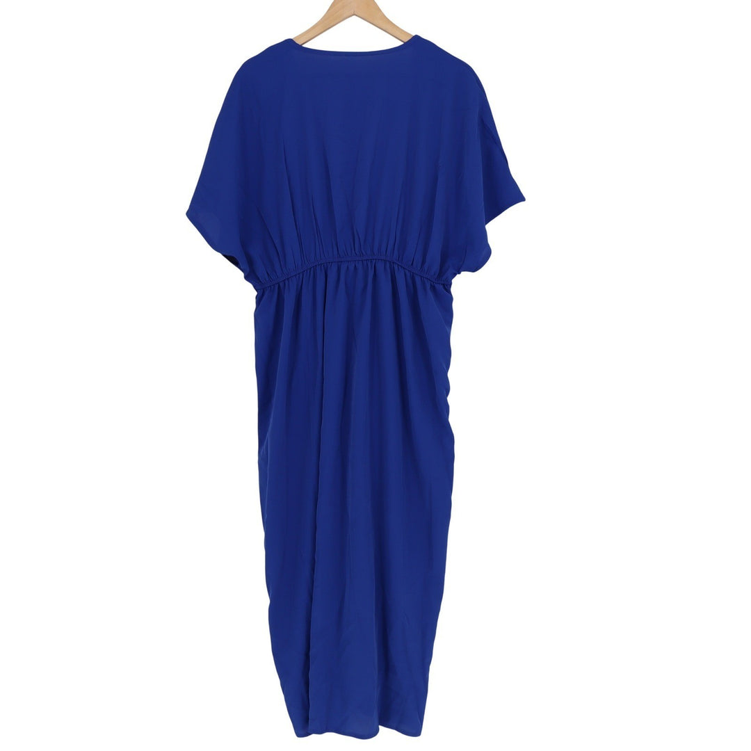 Emery Rose Royal Blue V-Neck Dolman Sleeve Draped Maxi Dress Size L