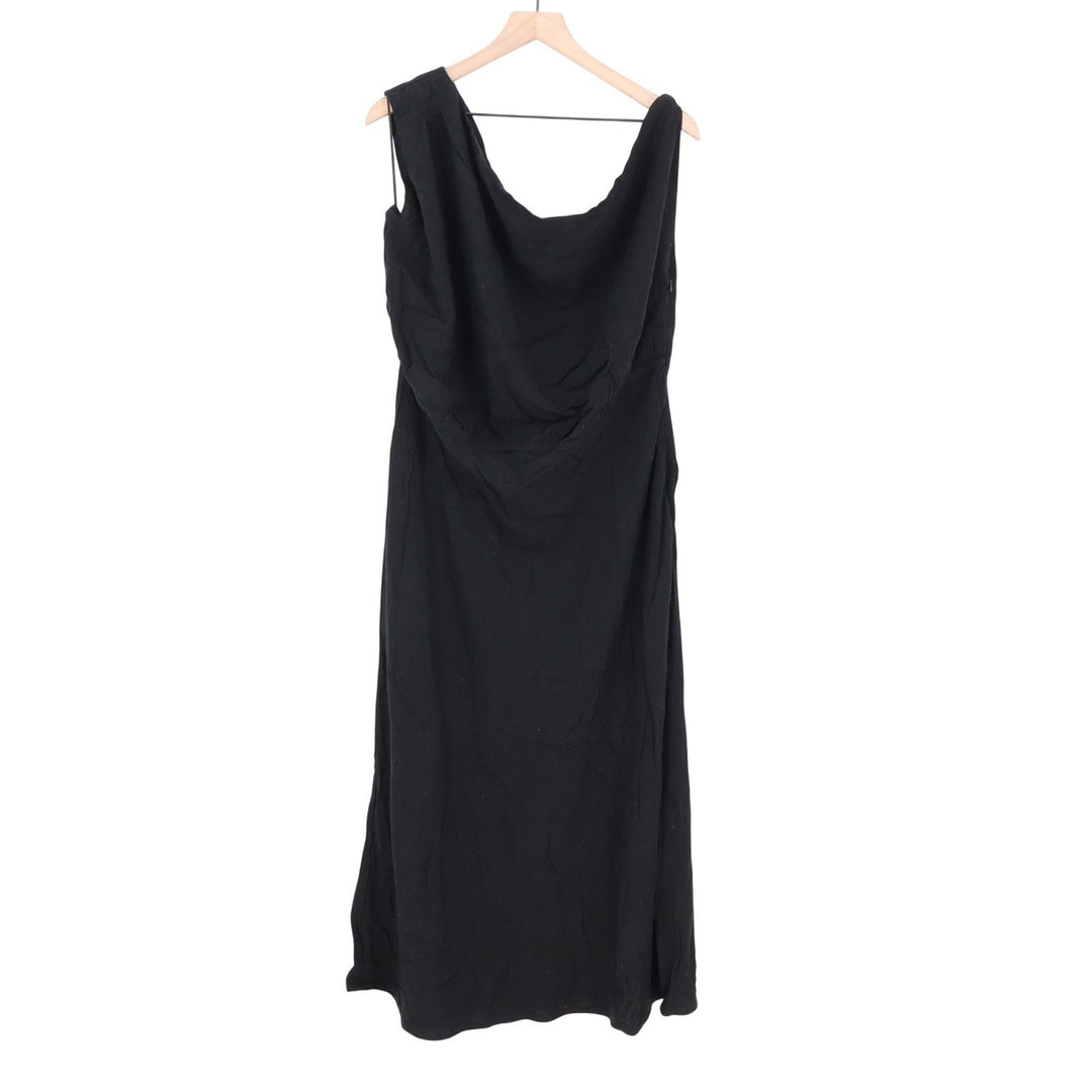 Showpo Jacqueline Black One Shoulder Cowl Neck Linen Blend Maxi Dress Size 14