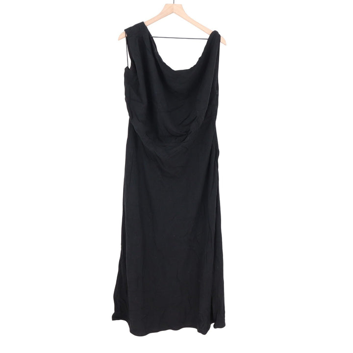 Showpo Jacqueline Black One Shoulder Cowl Neck Linen Blend Maxi Dress Size 14