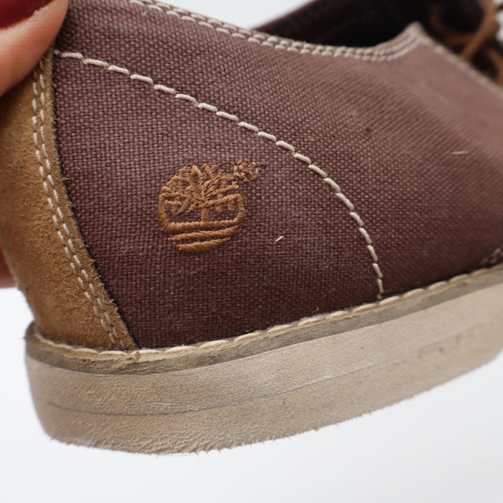 Timberland Oxford Mens 10.5 Brown Canvas Suede Contrast Stitch Good