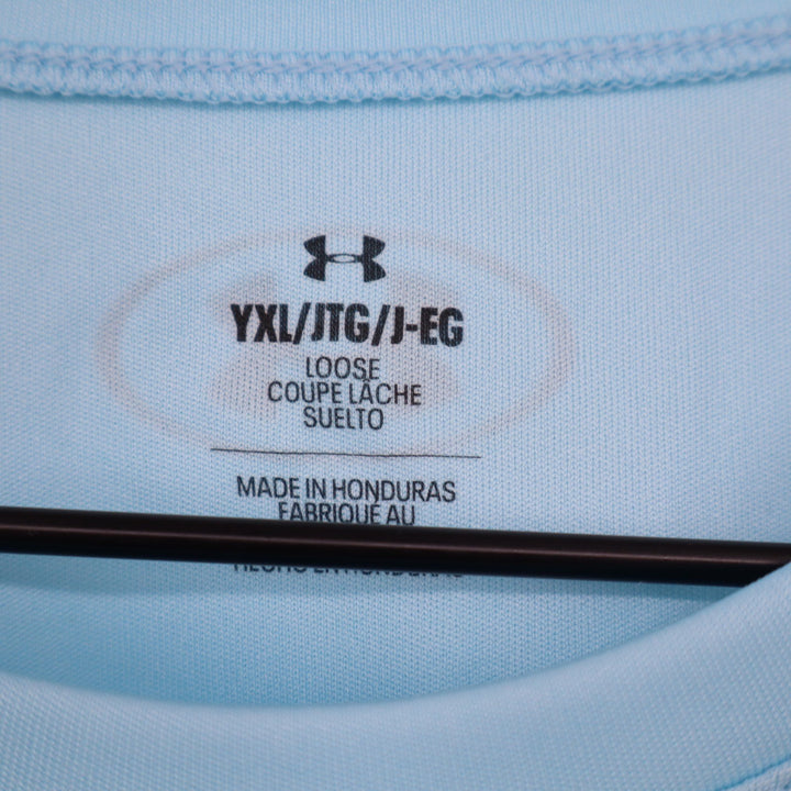 Under Armour Boys XL B Tech Hybrid Print SS Light Blue Performance T-Shirt