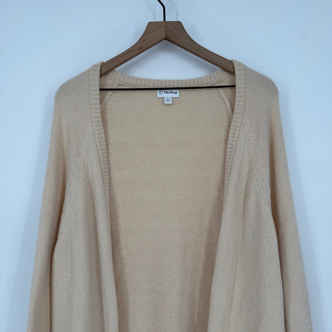 The Drop Cardigan Sweater Beige XL Open Front Long Sleeve Cozy Knit