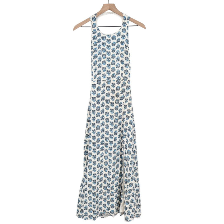 Lulus Flirty Fave Midi Dress Womens XS White Floral Cotton Tie-Back Round Neck