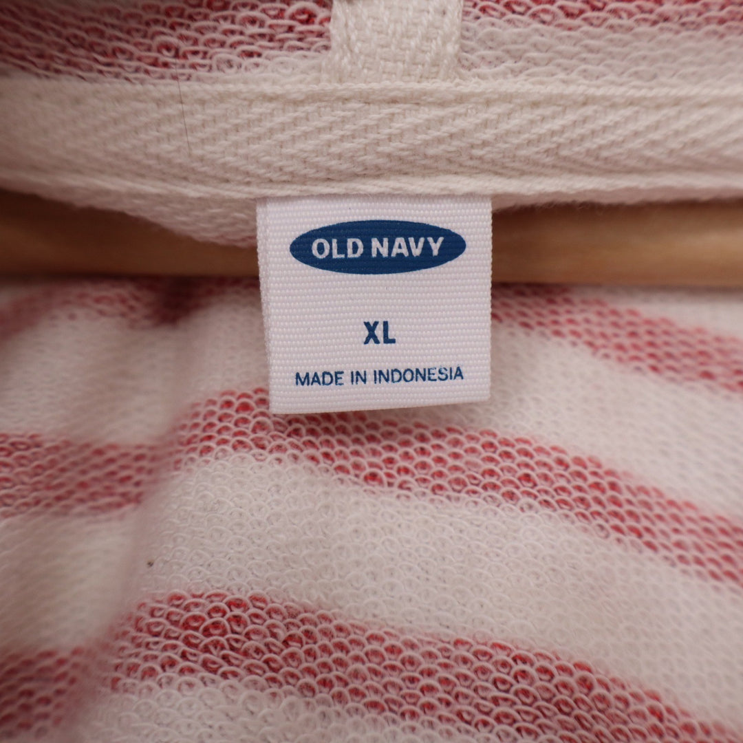 Old Navy San Francisco Striped Hoodie Red White Graphic V-Neck XL