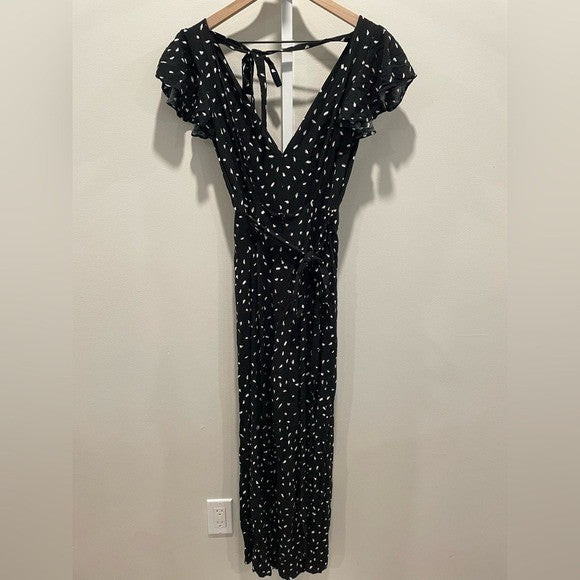 Lulus In Demand Black and White Print Sleeveless Wide-Leg Jumpsuit Size XS