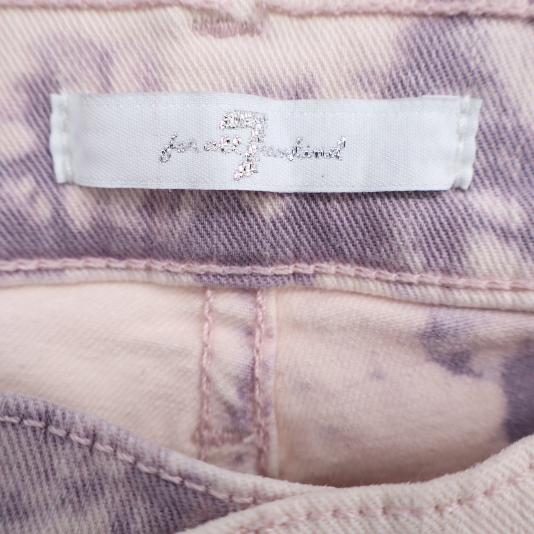 7 For All Mankind Roxanne Skinny Ankle Jeans Women 28 Beige Purple Tie Dye Denim