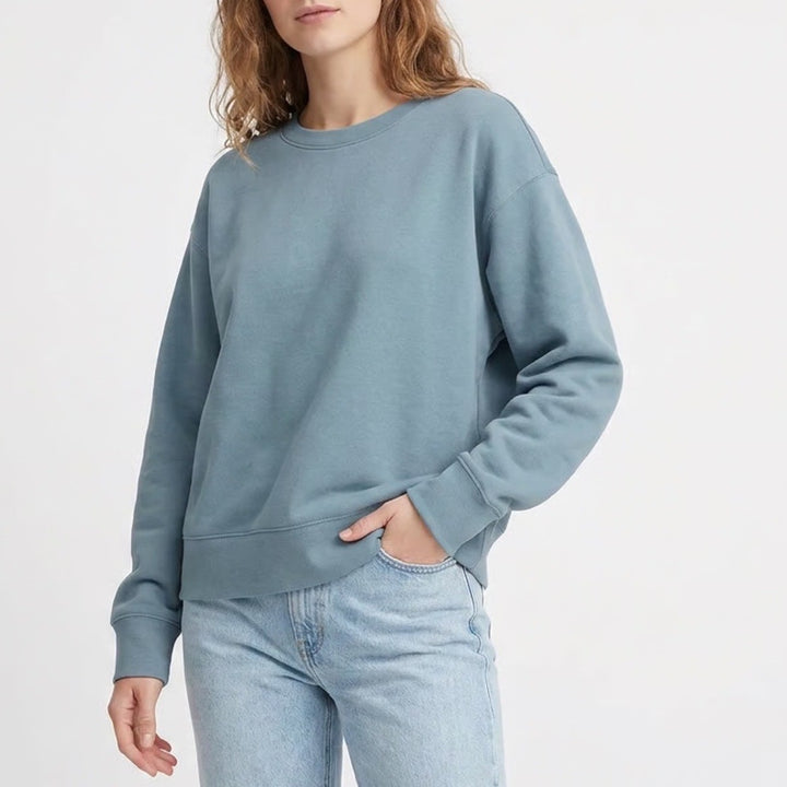 A New Day Sweatshirt Women XL Teal Stretch Ribbed Long Sleeve Crew Neck Pullover