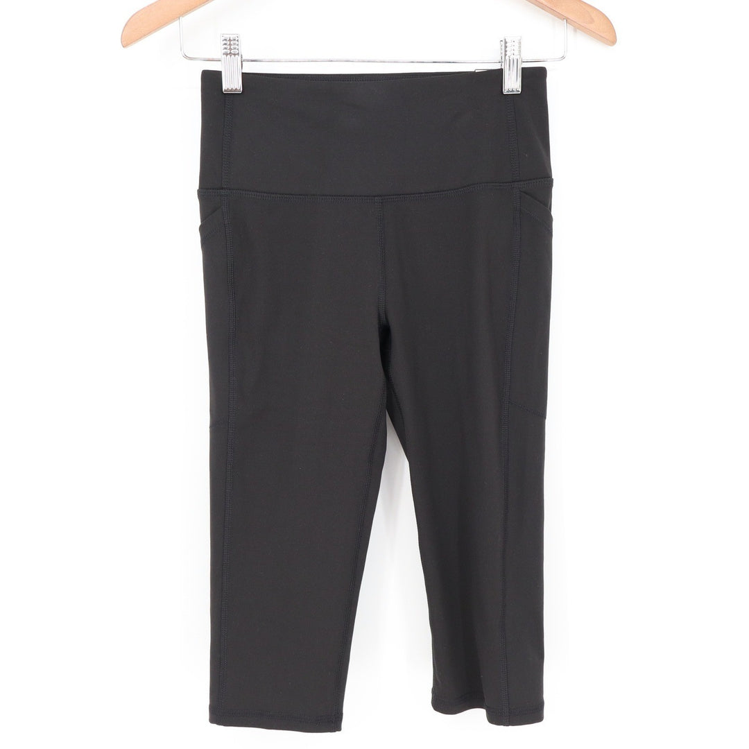 DSG Momentum Crop Womens XS Pure Black High Rise Athletic Pocket Leggings NEW