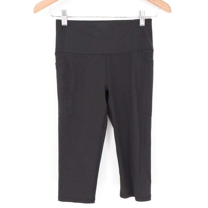 DSG Momentum Crop Womens XS Pure Black High Rise Athletic Pocket Leggings NEW