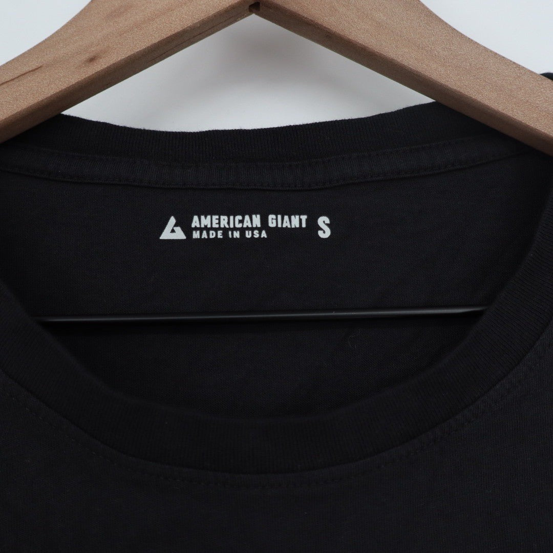 American Giant Black Cotton Tee Crew Neck Made in USA Size S