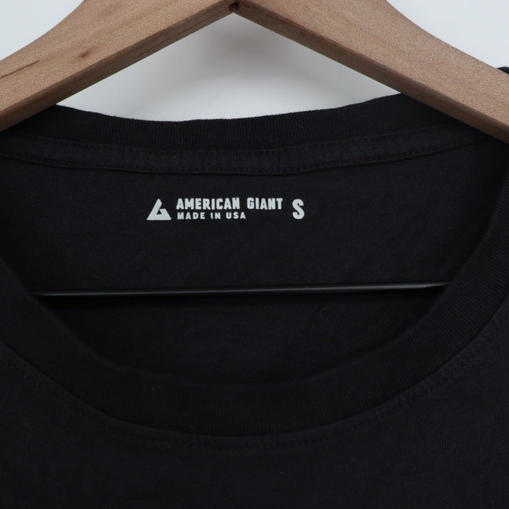 American Giant Black Cotton Tee Crew Neck Made in USA Size S