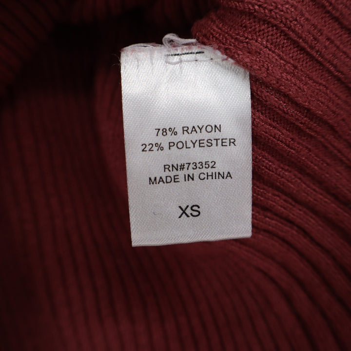 Hooked Up Womens Burgundy Ribbed Turtleneck Sweater Long Sleeve XS Wine Red Top
