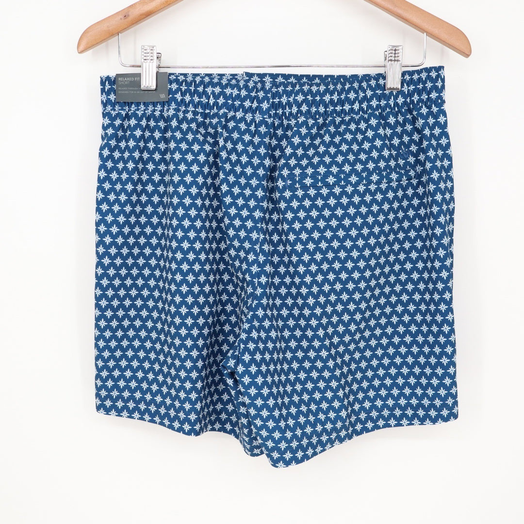 VRST Mens Resort Short 6" Deep Denim Print Blue Floral Stretch Size S NEW
