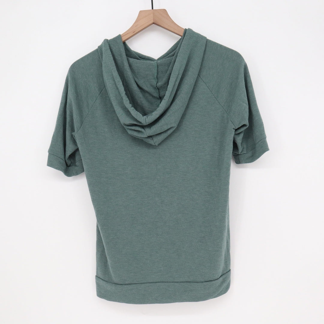 Staccato Hoodie Womens M Short Sleeve Pullover Green Heathered Athleisure