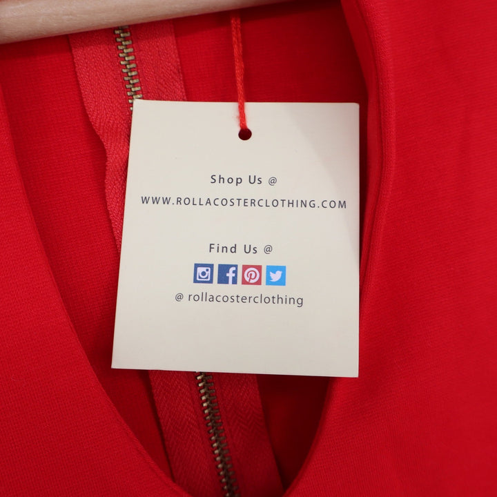 Rolla Coster Dress Womens L Red Sleeveless Sheath V-Neck NWT