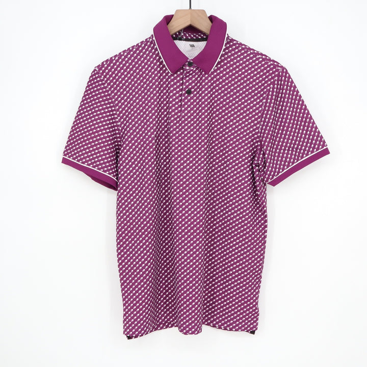 VRST Mens Contrast Printed Polo Black Cherry Geometric Golf Shirt S