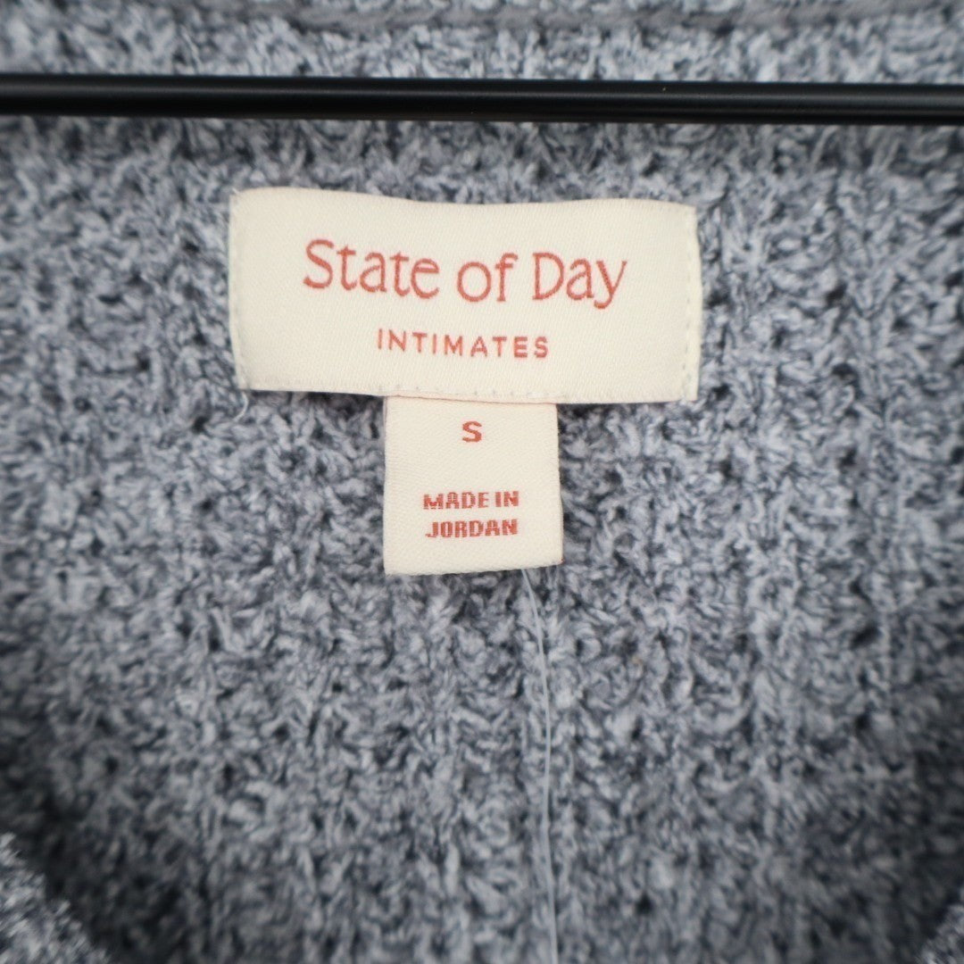 State of Day Intimates Pajama Top Womens Small Gray Open Knit Pullover Sleepwear
