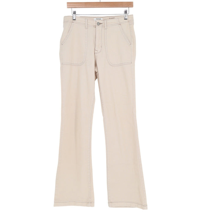 Kensie Jeans Vintage Luxe The Savannah Flare Pants Tan Contrast Stitch 6/28