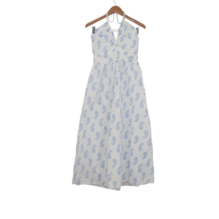 Universal Thread Blue Paisley Halter Maxi Dress White Smocked Back Plus Size 1X