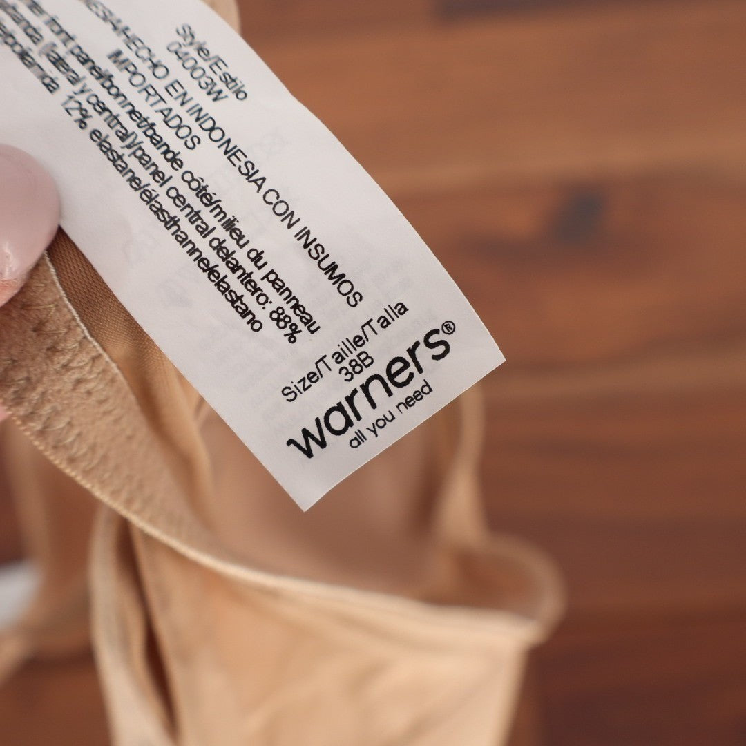 Warners Blissful Benefits Lift T-Shirt Bra Womens 38B Beige Wireless Padded