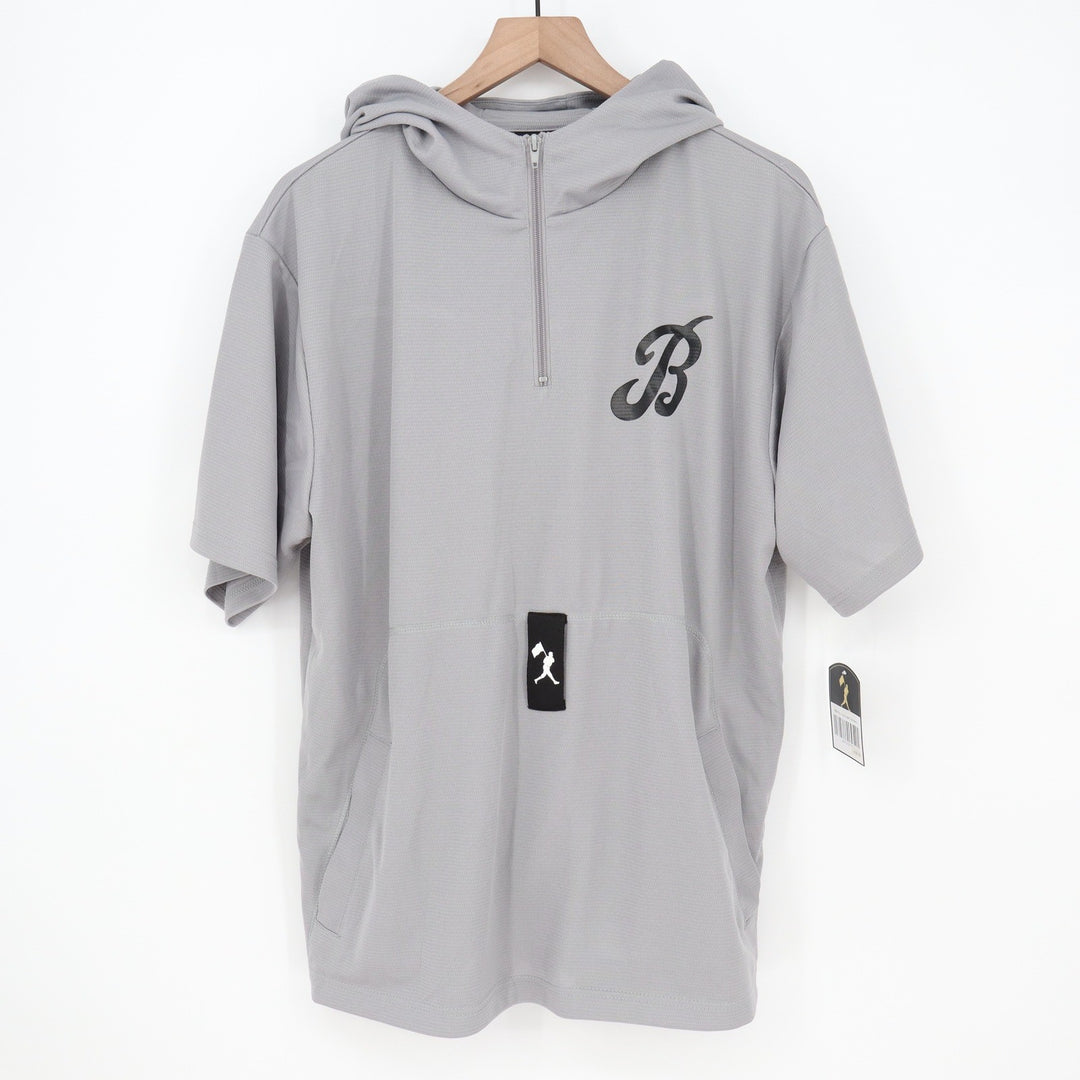 America's Brand Bat Bros BP Tee Mens Large Grey Short Sleeve Quarter Zip Hoodie