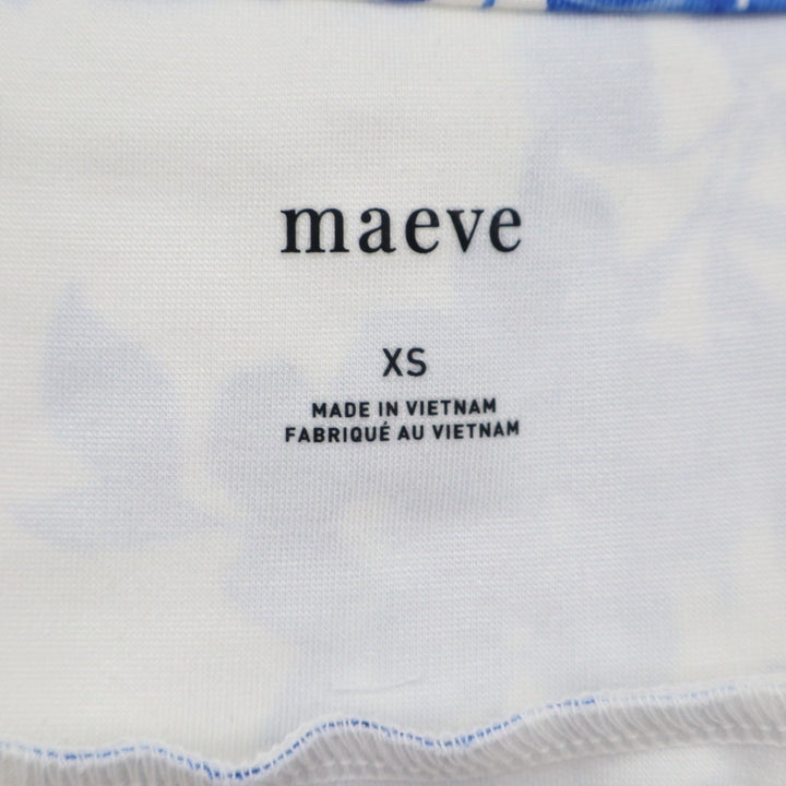 Maeve Peplum Tank Top Womens XS White Blue Floral Stretch Square Neck Outdoor