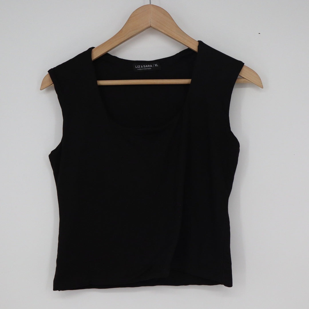 Liz & Sara Black Scoop Neck Sleeveless Tank Top XL