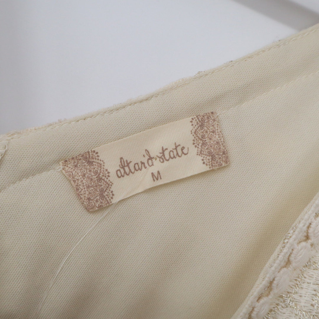 Altard State White Floral Lace V-Neck Sleeveless Fit & Flare Dress M