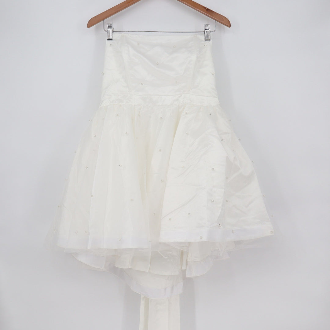 Showpo Cailene Ivory Strapless Pearl Mini Dress with Bow Train Size 12
