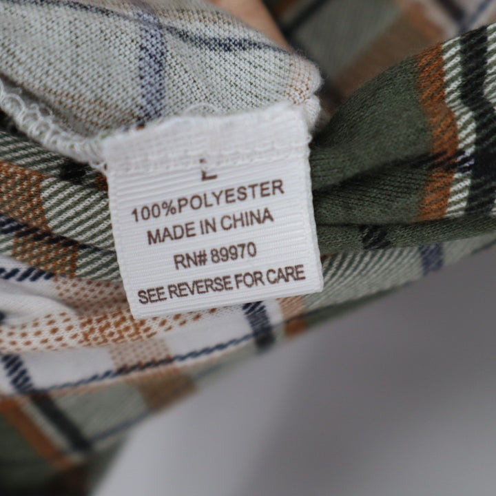 Eden & Olivia Flannel Shirt Womens Large Green Plaid Spread Collar Button Up