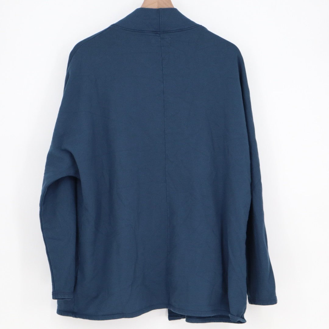 American Giant French Terry Cardigan Sweater Womens M Teal Cotton Long Sleeve